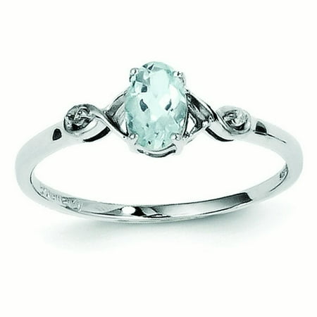 Ring Gift Sterling Silver Rhodium-Plated Aquamarine & Diam Ring Gift Sterling Silver Rhodium-Plated Aquamarine & Diam